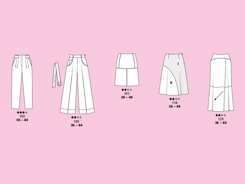 Two Pairs of Pants and Three Trendy Skirts