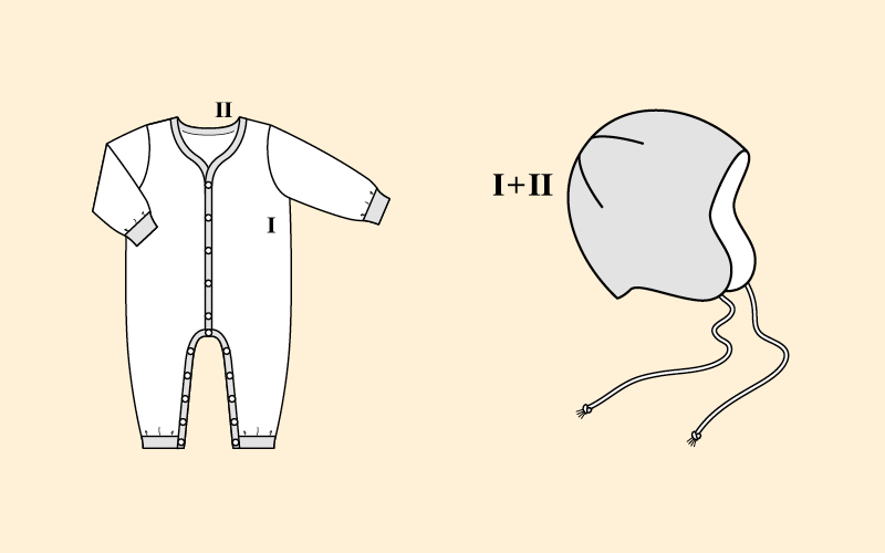 Grenouillère, bonnet Grenouillère, bonnet