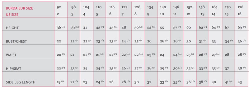Burda Measurement Guide
Burda Measurement Guide