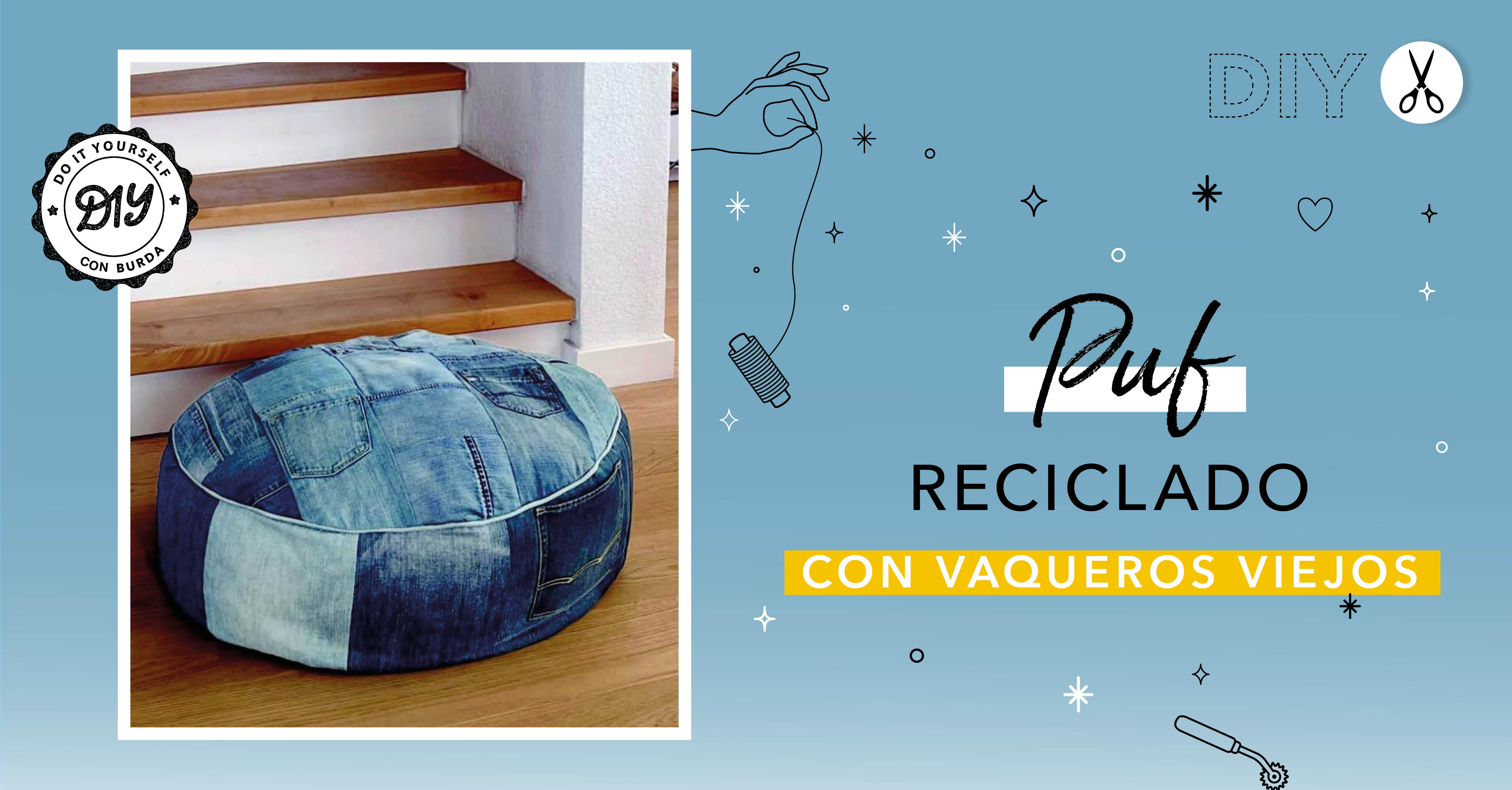 DIY: convertir viejos vaqueros en un puf decorativo