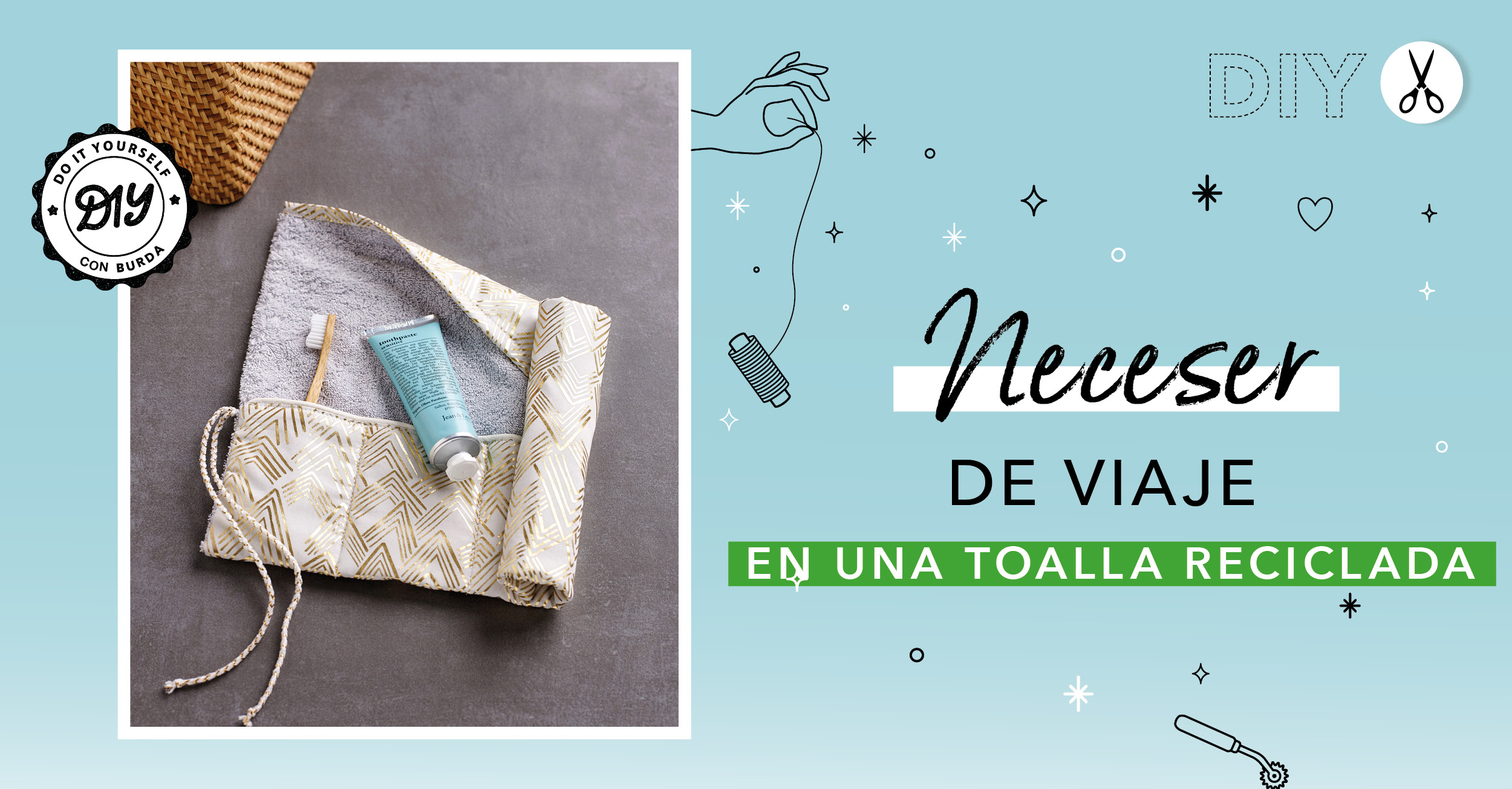 DIY: reciclar una toalla de felpa en neceser de baño