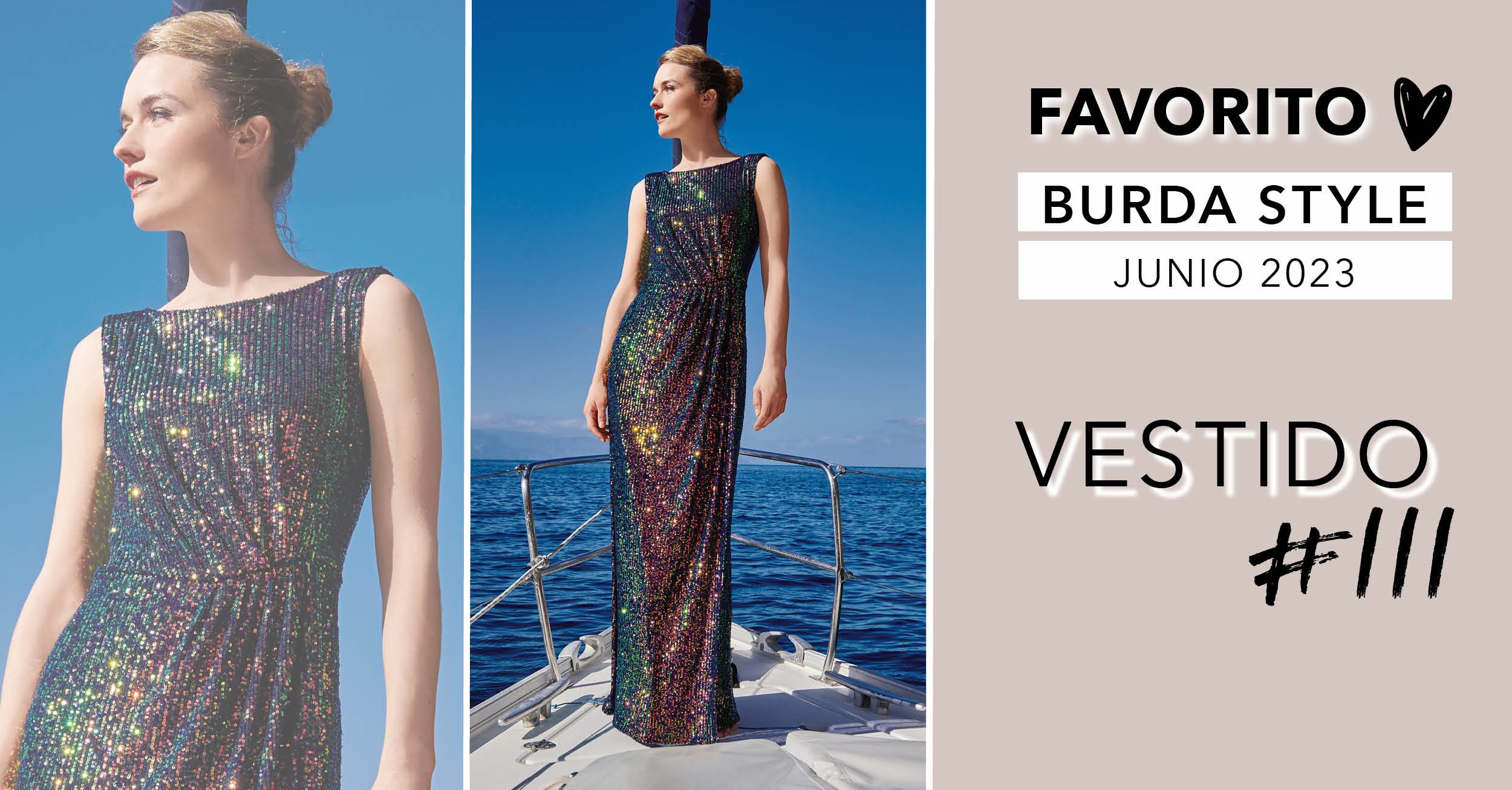 Favorito: un vestido de noche en la edición de junio de 2023 de Burda Style