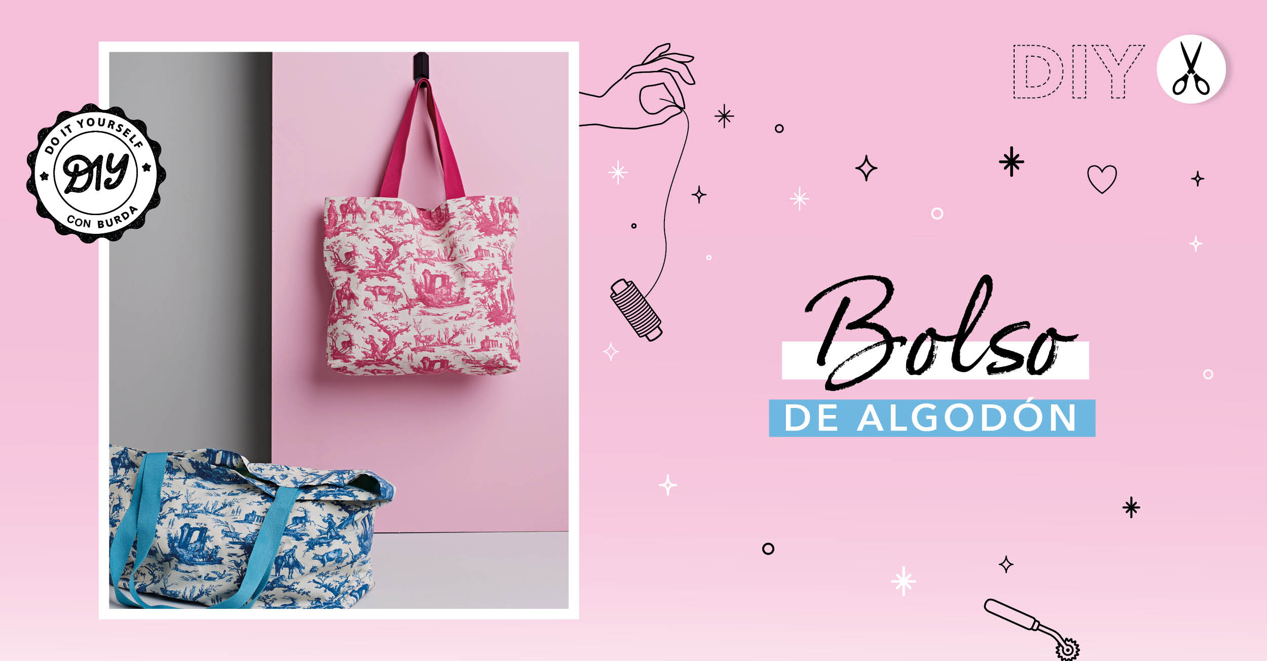 DIY: coser una bolsa de tela de «toile de Jouy»