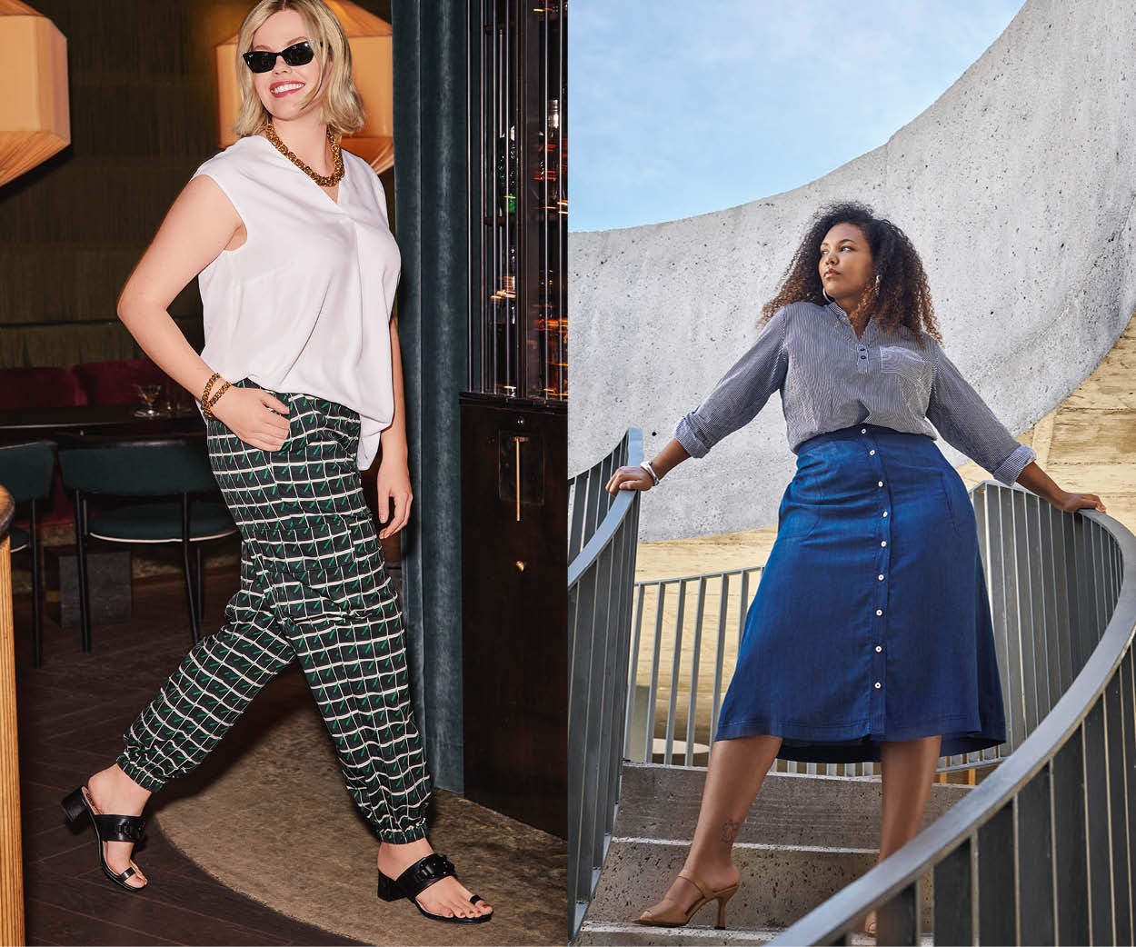 Pantalón cargo estampado y falda trapézio Pantalón cargo estampado y falda trapézio