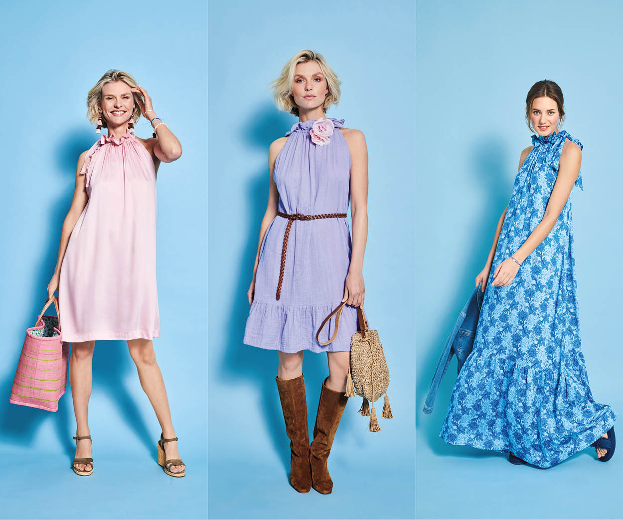 ¡Vestidos tipo trapecio con escote atado, muy encantadores! ¡Vestidos tipo trapecio con escote atado, muy encantadores!