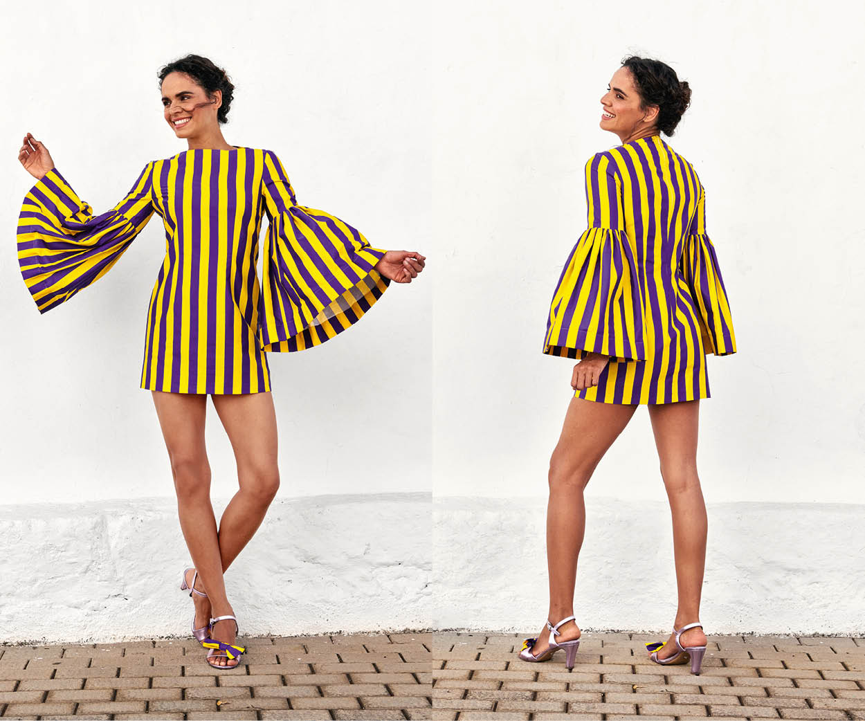 Modelo destacado: un vestido con mangas acampanadas Modelo destacado: un vestido con mangas acampanadas