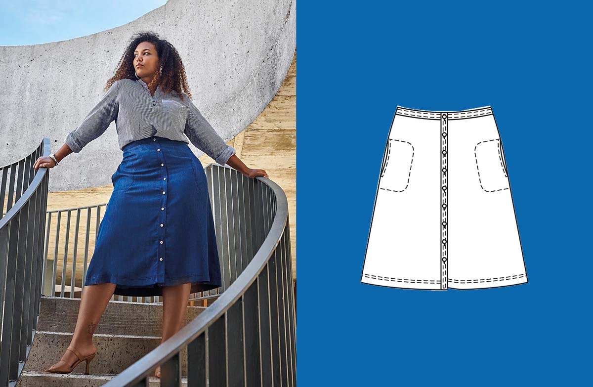 Falda en chambray #127 | Burda Style 06/22 Falda en chambray #127 | Burda Style 06/22
