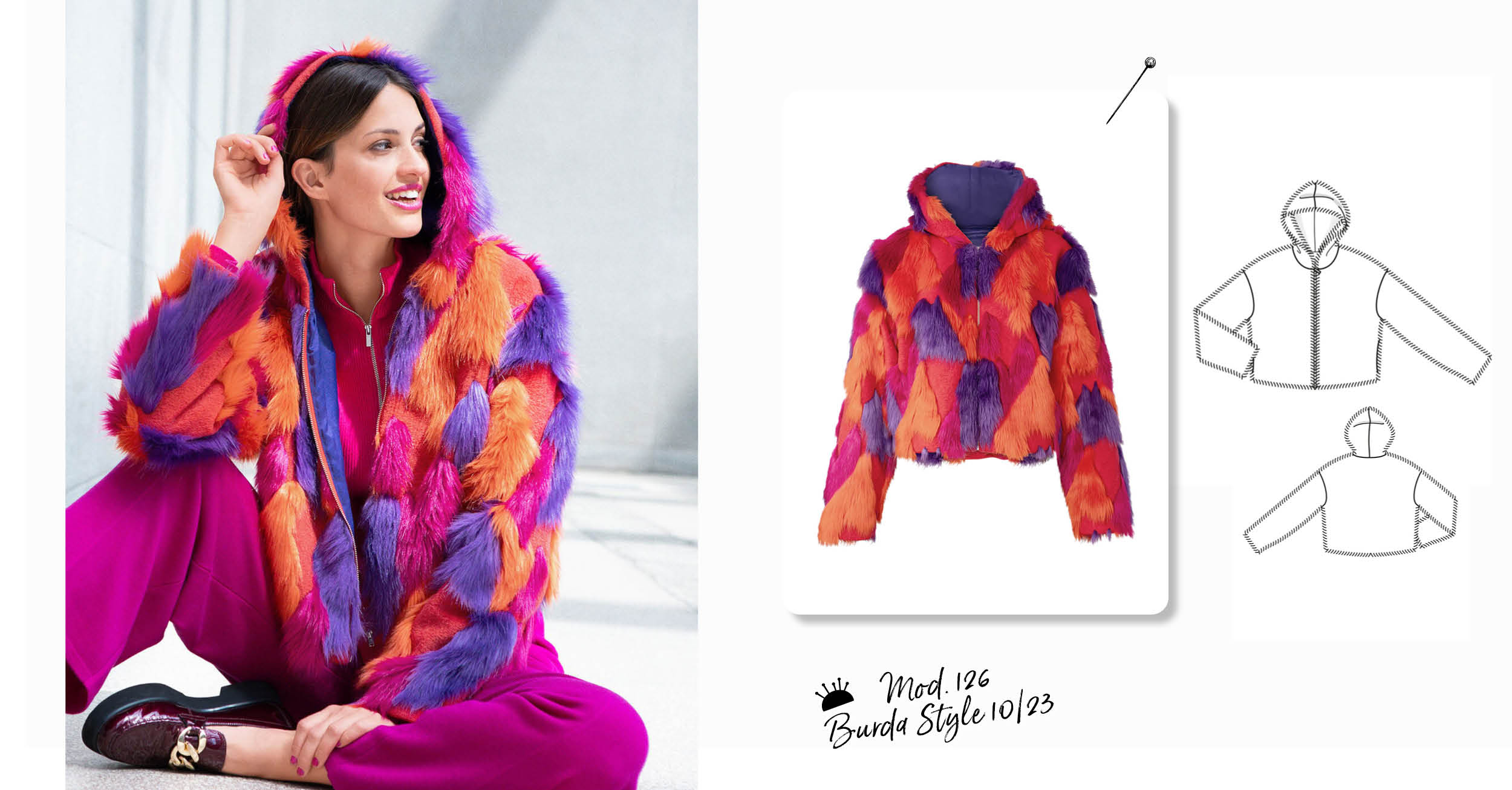 Chaqueta de felpa multicolor: una costura original Chaqueta de felpa multicolor: una costura original