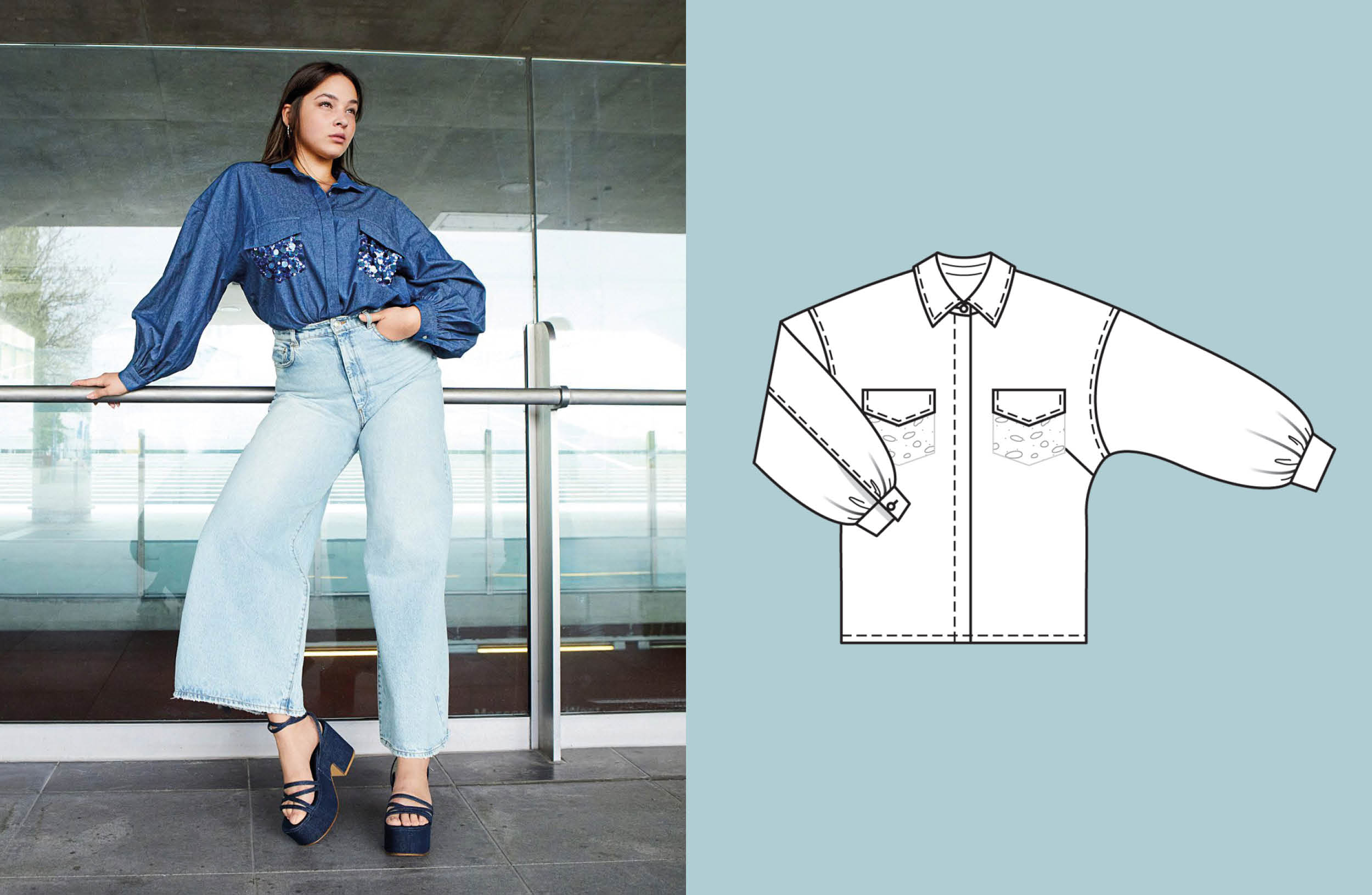 Blusa de chambray #117 | burda style 09/24 | Patrón en PDF Blusa de chambray #117 | burda style 09/24 | Patrón en PDF